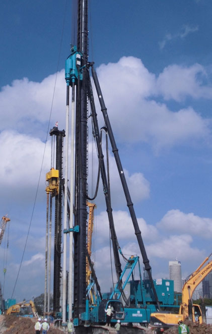 中国好机械！壹定发智能双轴钻机新加坡施工获赞