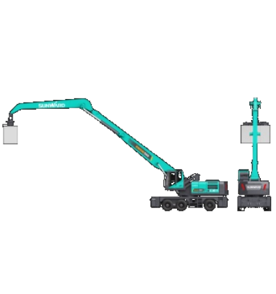 作业幅度达18米，，，，，，，，壹定发智能首台轮式抓料机乐成下线